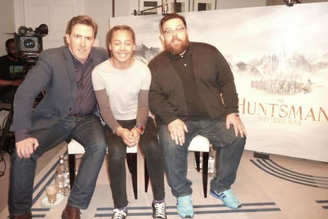 Maya with Rob Brydon and Nick Frost