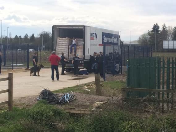 Police swoop on lorry at Magna Park