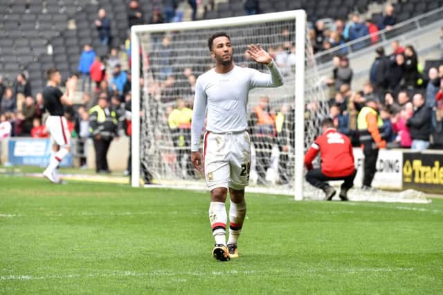 Nicky Maynard claps the fans after relegation was confirmed on Saturday