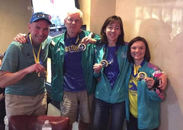 Kassia Gardner, Julie Martin, Geoff New and Maurice O'Connell took part in the Boston Marathon