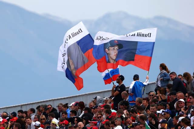 Russian fans supporting Daniil Kvyat