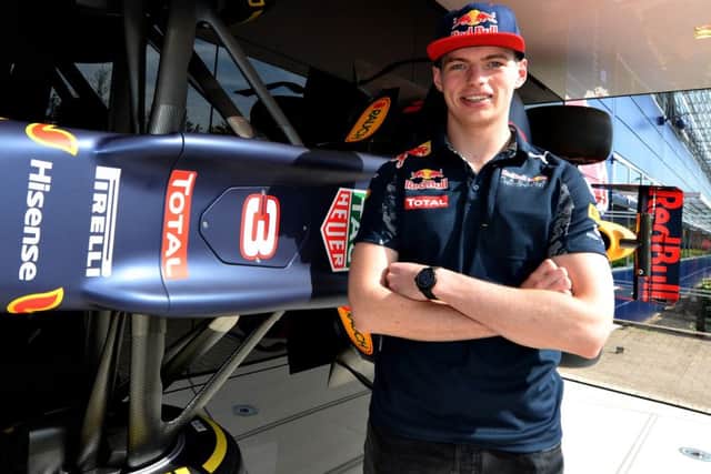 Max Verstappen at Red Bull's factory in Tilbrook