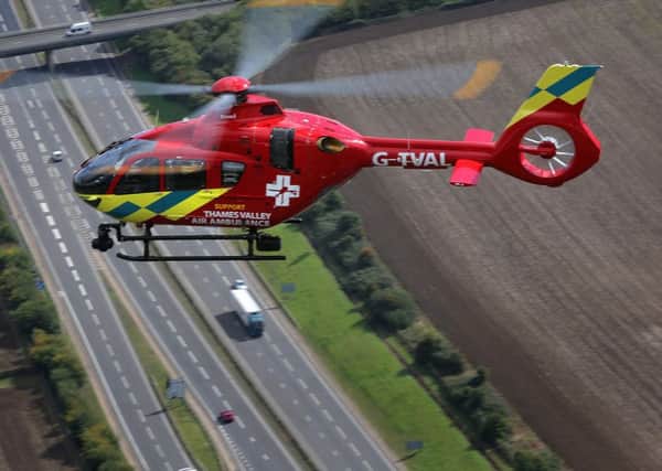 An air ambulance attended the crash scene