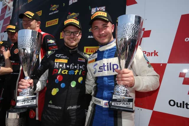 Jordan Stilp and William Phillips on the podium at Oulton Park. Pic: Jakob Ebrey
