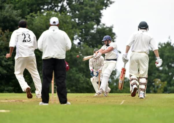North Crawley batsman James Armstrong batting against Aspley Guise