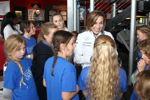 Claire Williams chats with some of the girls (Pics: Mike Hoyer)