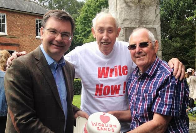 Iain Stewart MP with Nick Luke and resident Bob Johnson