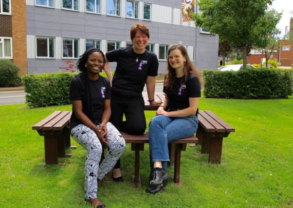 The three Soapbox Science lecturers from Cranfield University