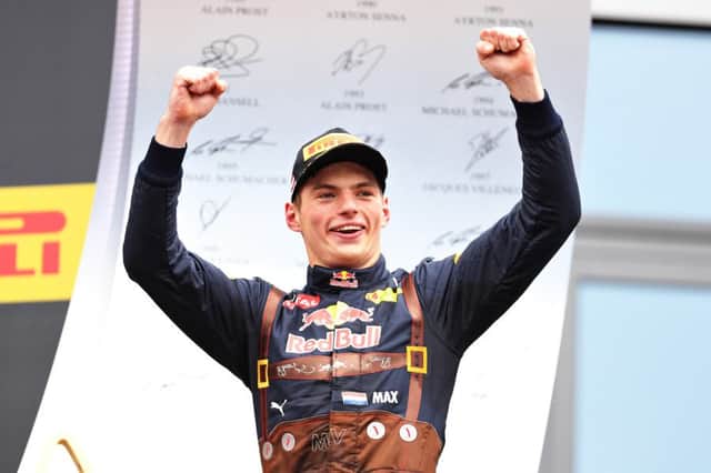 Max Verstappen on the podium in Austria