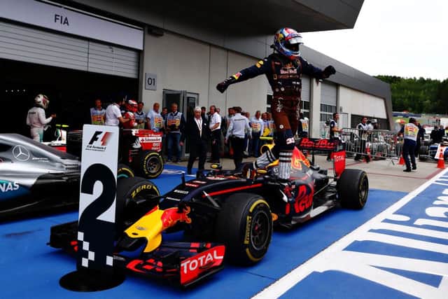 Max Verstappen celebrates his second place in Austria