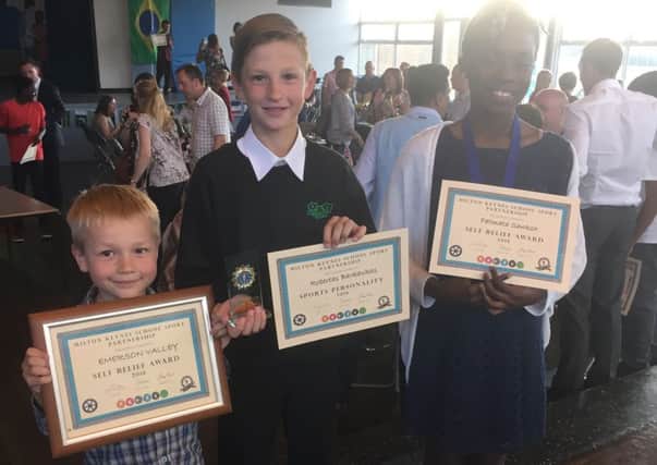 Emerson Valley School pupils with the awards