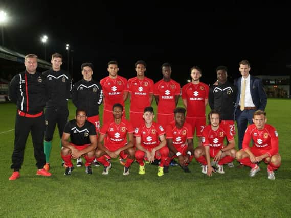 The academy players and graduates in the squad at Newport County. Pic: MK Dons