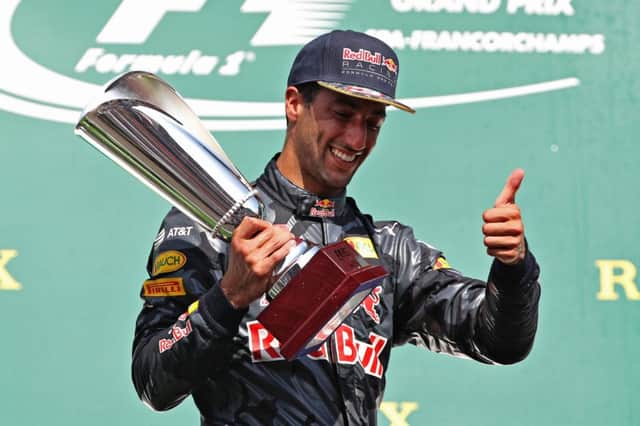 Daniel Ricciardo on the podium in Belgium