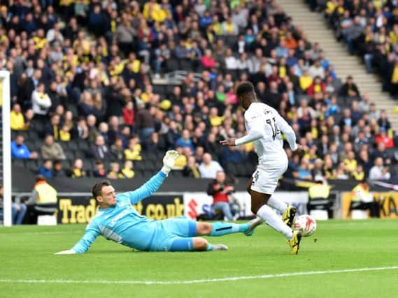 Kieran Agard missed an early chance against Oxford.