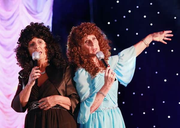 Mary Cooper and Rosemay Mawson as Donna Summers and Barbra Streisand at Lovat Fields Lip Sync.