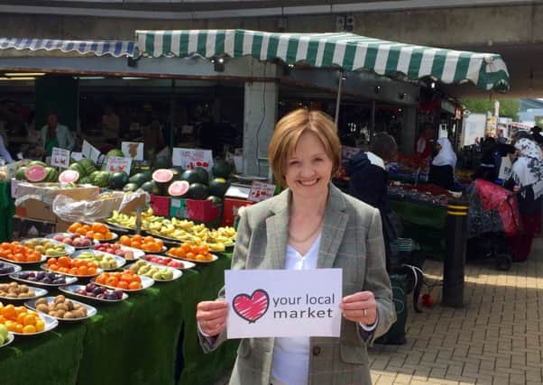 Cllr Edith Bald in the market