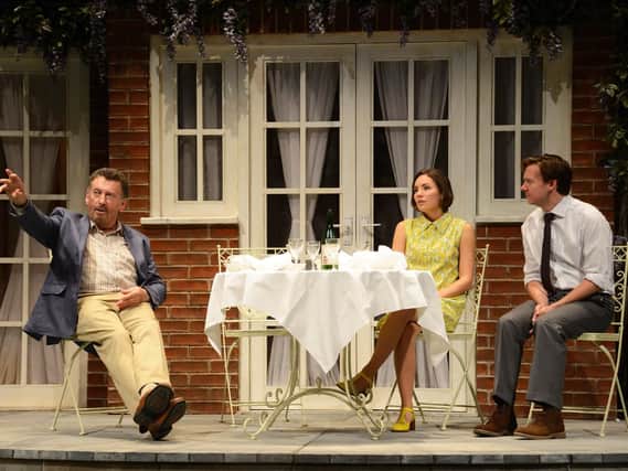 Robert Powell and Liza Goddard star in the Alan Ayckbourn play Relatively Speaking