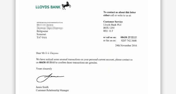 Bank customers warned over fake letters scam
