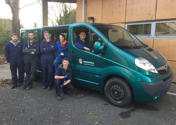 MK College students with their new Vauxhall van