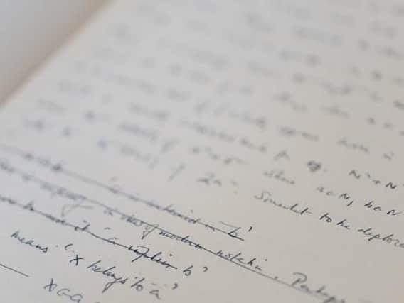 Hand written note by Alan Turing