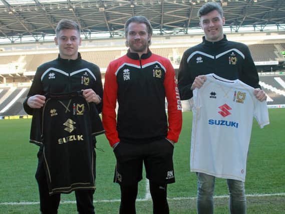 Harvey Barnes and Robbie Muirhead were Robbie Neilson's first signings. Pic: MKDons.com