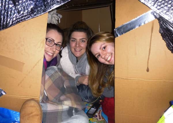 Childbase sleepout - Liandra Borg, Tegan Ennis and Jennifer Sherrock, practitioners at the Ofsted-rated Outstanding Woodlands Day Nursery in Milton Keynes.