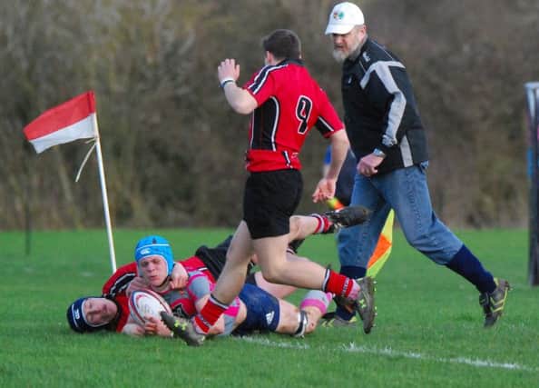 Eliot Simpson scores late on. Pic: Hannah Bowden