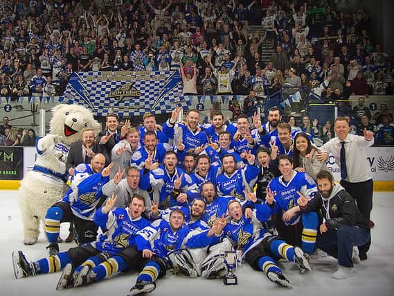MK Lightning celebrate their play-off final victory. Pic: Tony Sargent