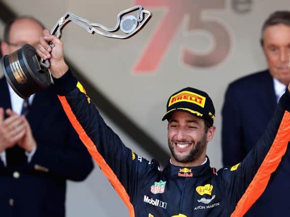 Daniel Ricciardo on the podium in Monaco