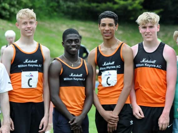 4 x 100m relay team- Hugo Wallace, David Boakye, Ethan Wiltshire & Stephen Harvey