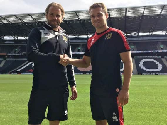 Ryan Seager with Robbie Neilson
Pic: MKDons.com