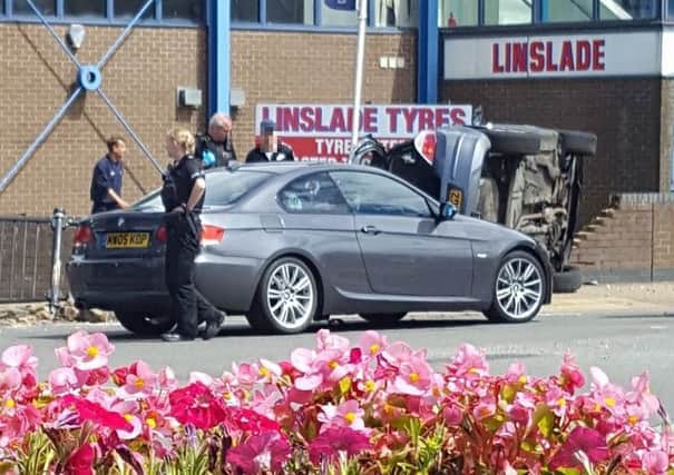 The car crashed into a wall outside Linslade Tyres