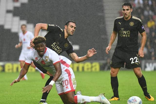 Aaron Tshibola in action against Leicester CIty