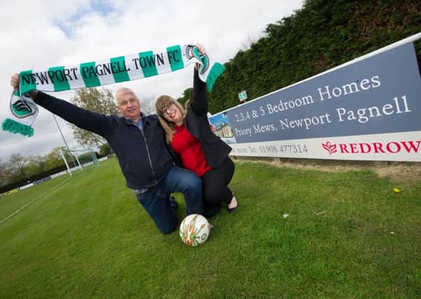 Redrow Sales Consultant Loriana Dirienzo-White with Ian Ford - Newport Pagnell FC Head of Football.