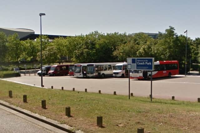 The coach park in Central Milton Keynes, next to John Lewis and Milton Keynes Theatre