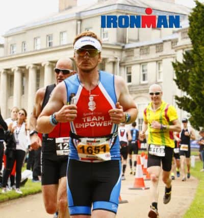 James Tobia competing in Ironman Wales.