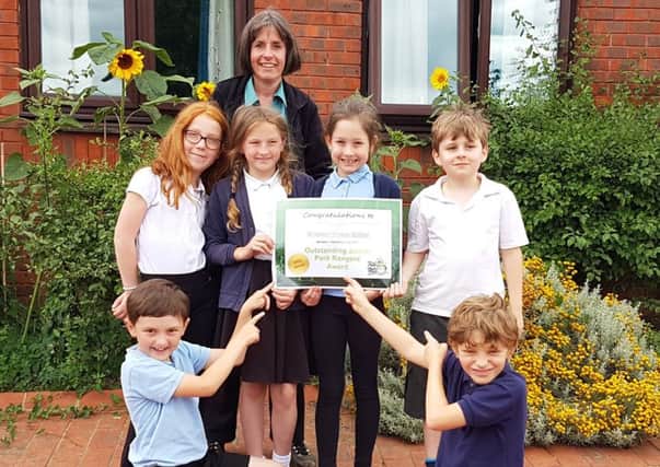 Bradwell Village Junior School pupils with their award